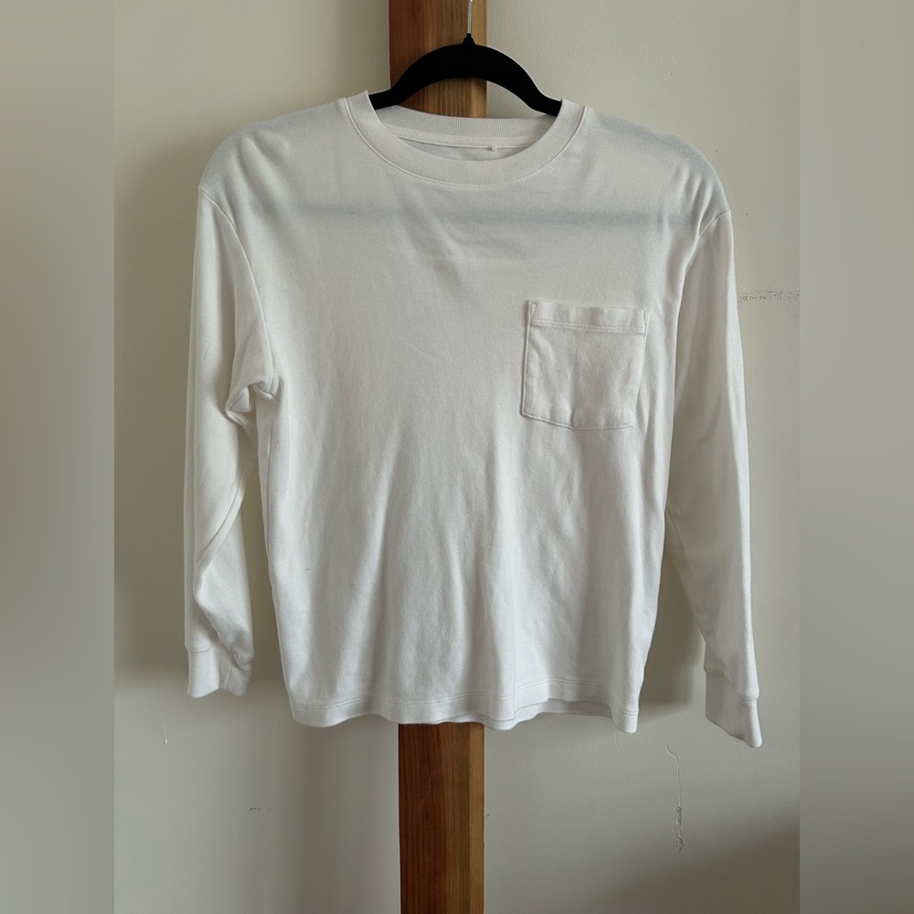 Uniqlo Kids White Long Sleeve Tee with Pocket